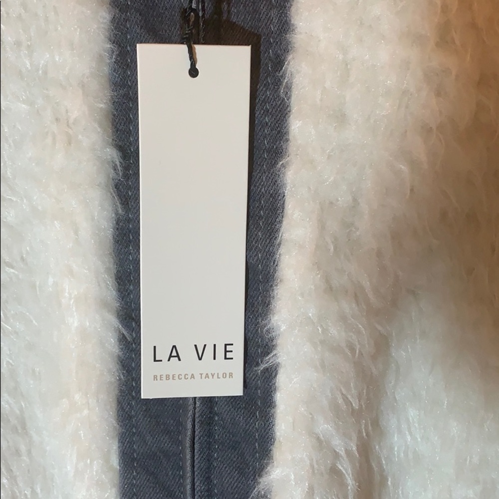 NWT LA VIE REBECCA TAYLOR Faux Fur Denim Bomber - Picture 9 of 10